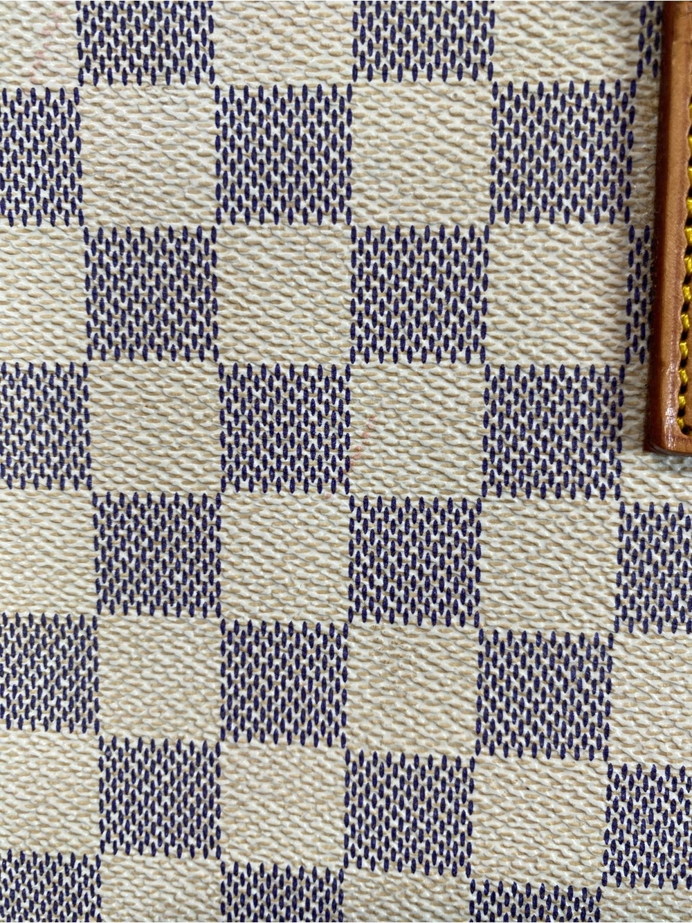 Beige Check Canvas Tote with Tan Leather Straps - Picture 2 of 16